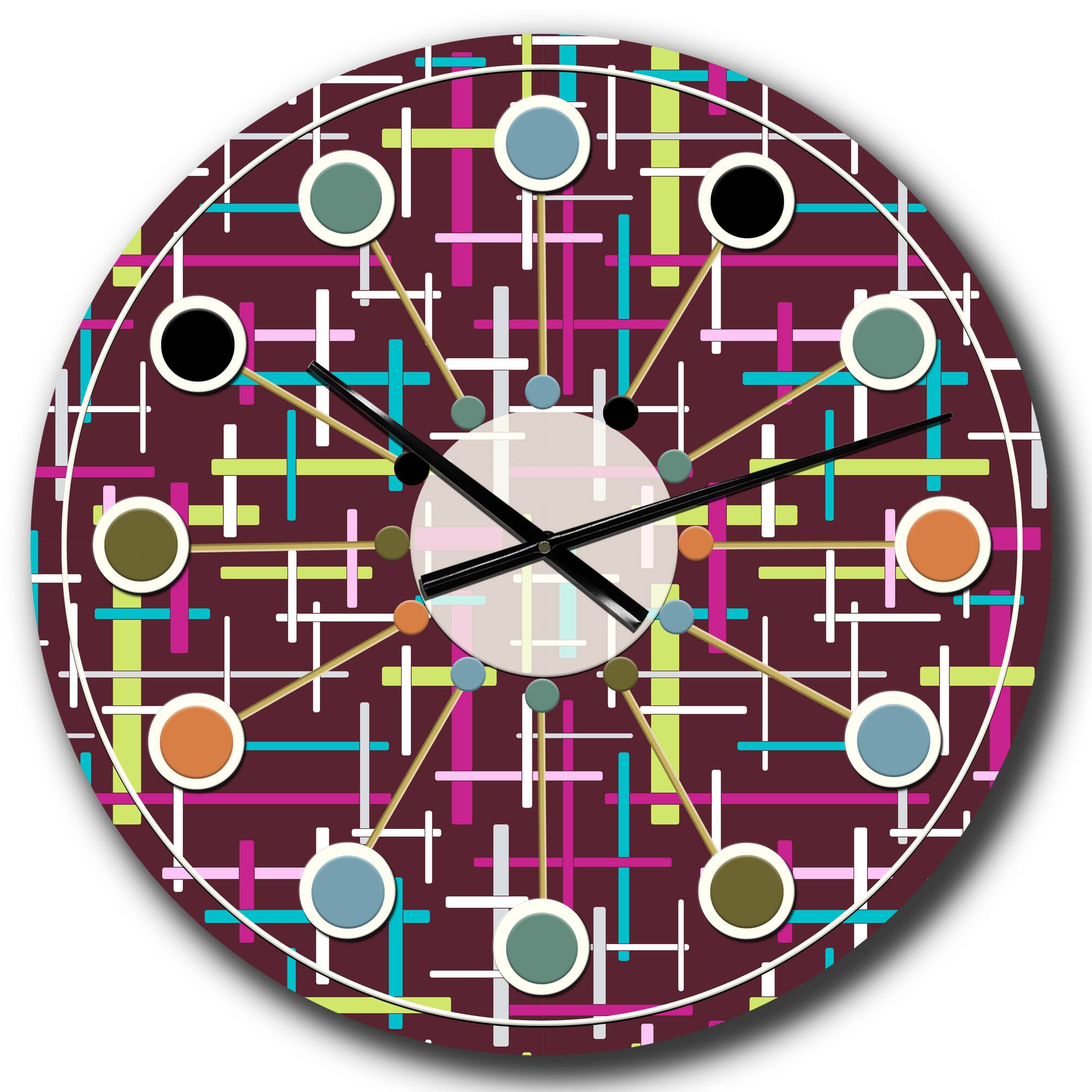Designart 'Retro Abstract Design Xiv Mid-Century Modern Wall Clock